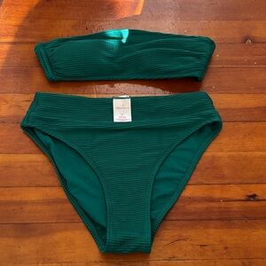 Xhilaration Ribbed Bandeau Bikini Set - Emerald Green